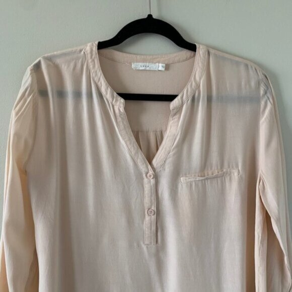 Anthropologie Lush Women’s Button Blouse Top 3/4 Length Sleeve Peach Pink Small - Picture 6 of 16